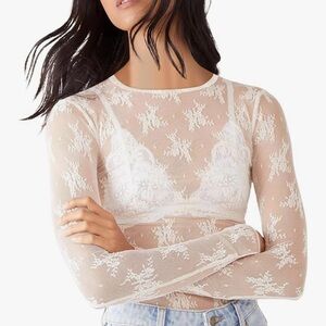 Amazon Sheer White Lace Blouse